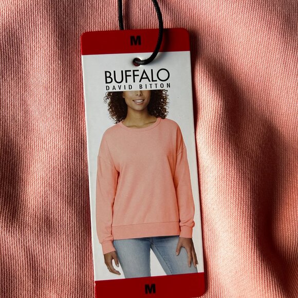 Buffalo David Bitton Women's Long Sleeve Pullover Pink Knit Sweatshirt Size M - Picture 2 of 4